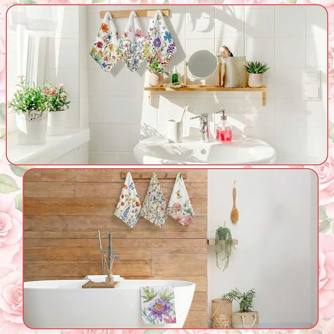 Tinlade 36 Pack Wildflower Reusable Cleaning Cloths Washable Kitchen Towels - Image 7