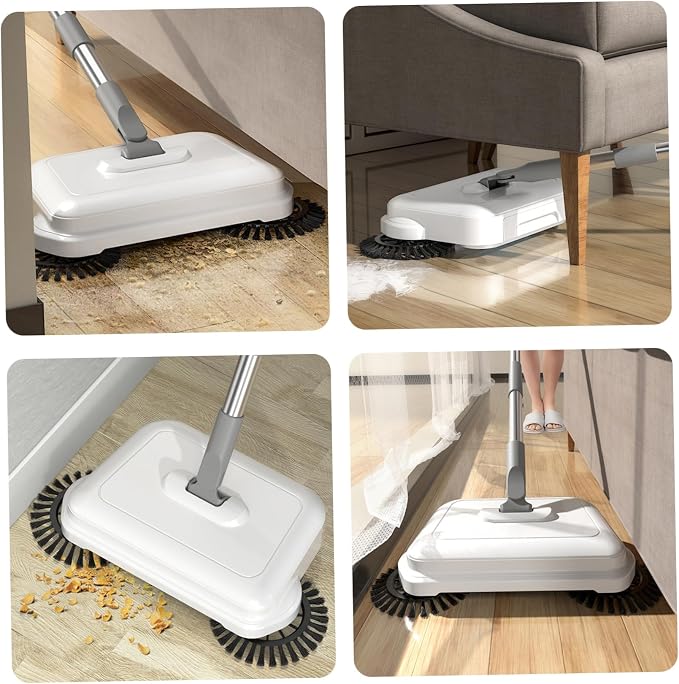 Push Sweeper Floor Sweeper, 2-in-1 360° Rotating Hand Push Sweeper, High - Image 4