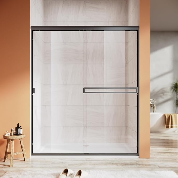 Shower Door 56-60 in. W x 72 in. H, UCALAFEE Semi-Frameless Double Sliding by Ucalafee