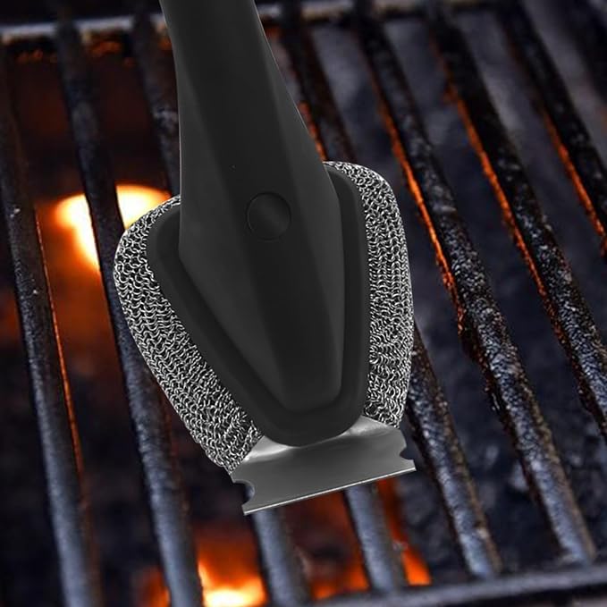 Bristle Free Grill Brush, Safe BBQ Cleaning Brush, Good Grip Chain Mail Grill - Image 8