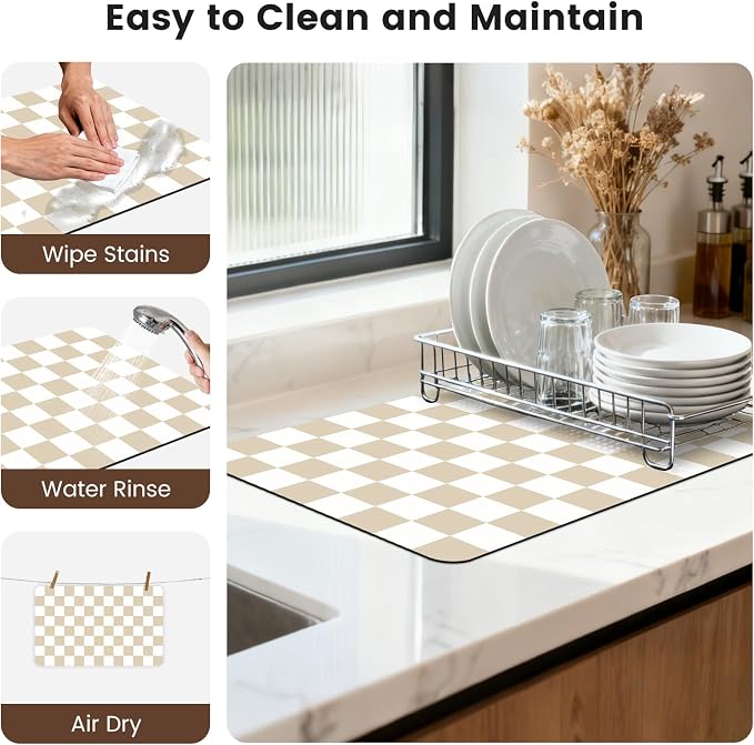 12" x 20" Checkered Dish Drying Mat - Image 7