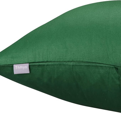 Thmyo 4-Pack 100% Cotton Comfortable Solid Decorative Throw Pillow Case Square Cushion Cover Pillowcases St Patricks Day DIY Throw Pillow Covers for Sofa(18x18 inch/ 45x45cm,Christmas Green)