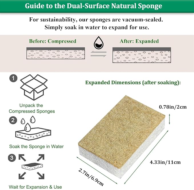 Natural Kitchen Sponge Compostable Kitchen Sponges Cellulose and Coconut - Image 6