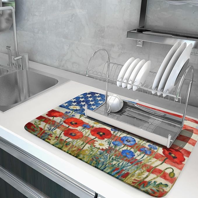 Patriotic American Flag Dish Drying Mat - Image 5