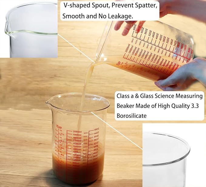 3 Piece Glass Measuring Cup Set, Includes 2-Cup, and 8-Cup High Borosilicate - Image 5