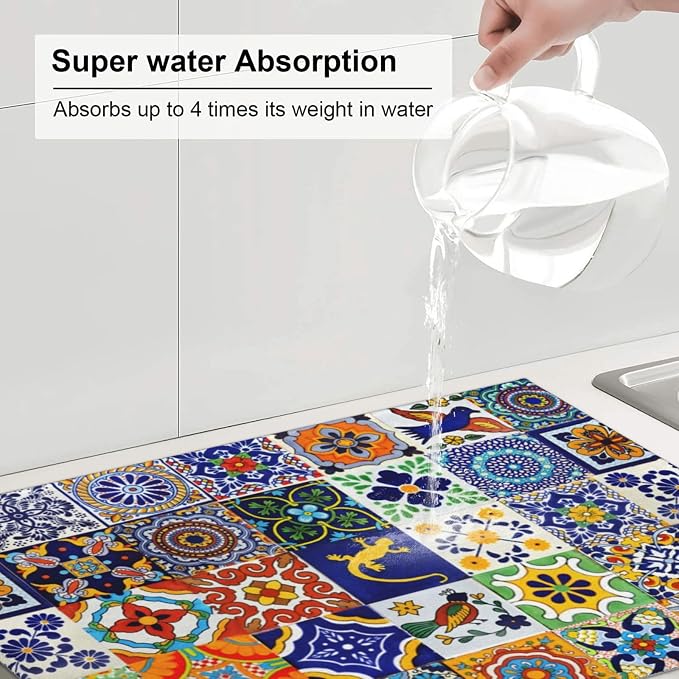Mexican Tilt Dish Drying Mat For Kitchen Counter Absorbent Large Kitchen Fast - Image 6