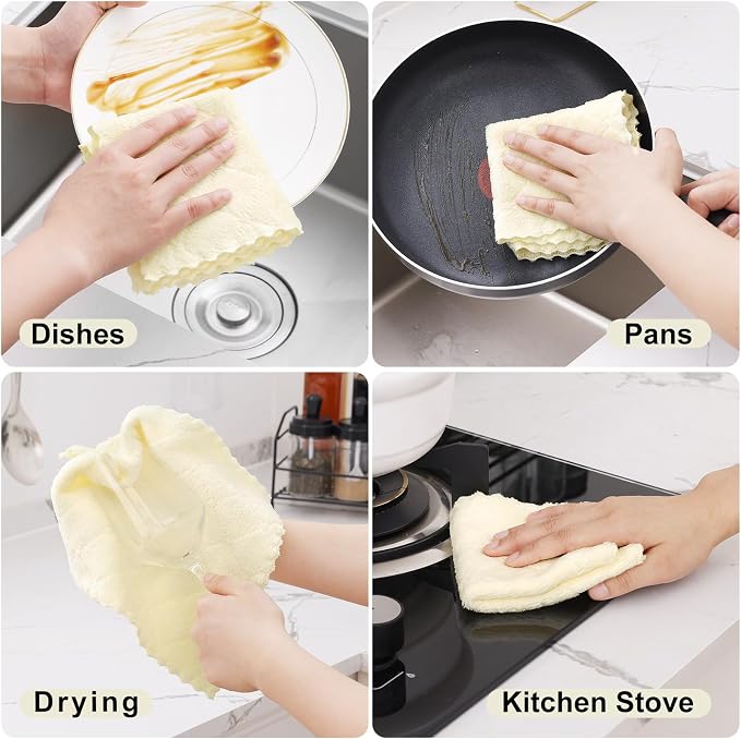 Homaxy 12 Pack Kitchen Dish Cloths, Super Soft and Absorbent Coral Velvet Dish - Image 4