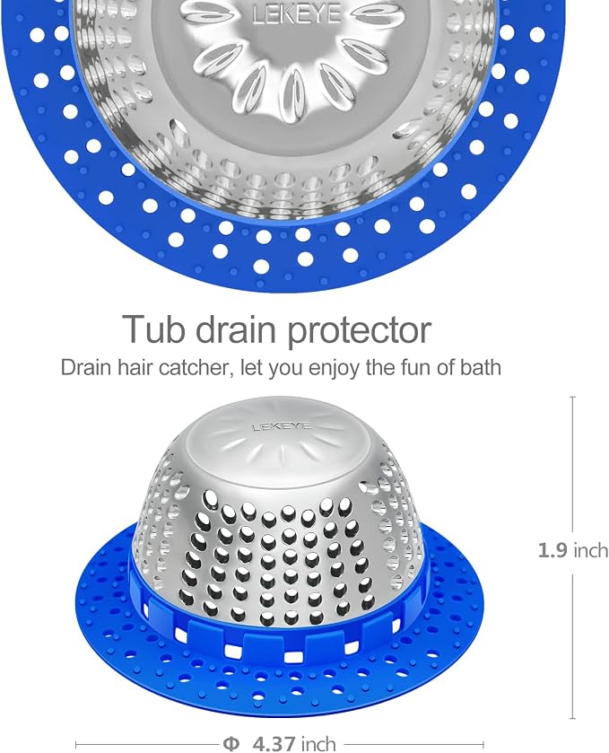 LEKEYE Shower Drain Hair Catcher/Shower Drain Cover/Drain Protector - Image 3