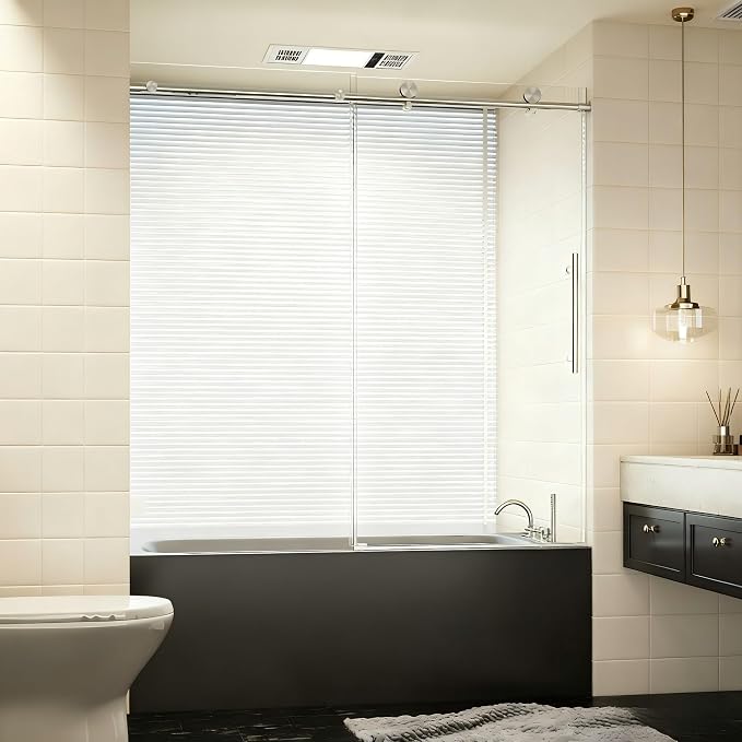 56-60" W x 60" H Bathroom Frameless Tub Sliding Shower Door, Soft-Close Bathtub by Unknown