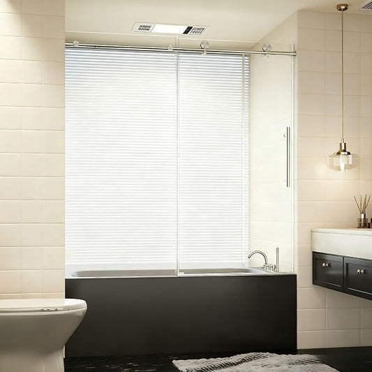 56-60" W x 60" H Bathroom Frameless Tub Sliding Shower Door, Soft-Close Bathtub by Unknown