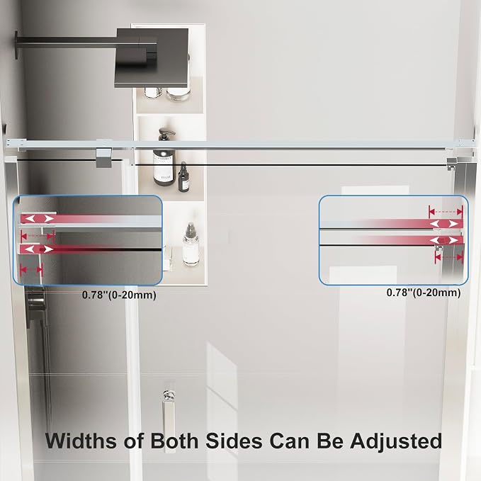 Bathbliss Framed Pivot Shower Door, Glass Shower Door in Chrome, 46.5" to 48" W - Image 3