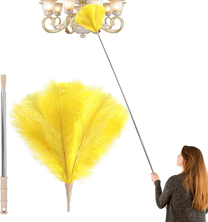 Extendable Ostrich Feather Duster Lengthen Feather Duster Used by Unknown