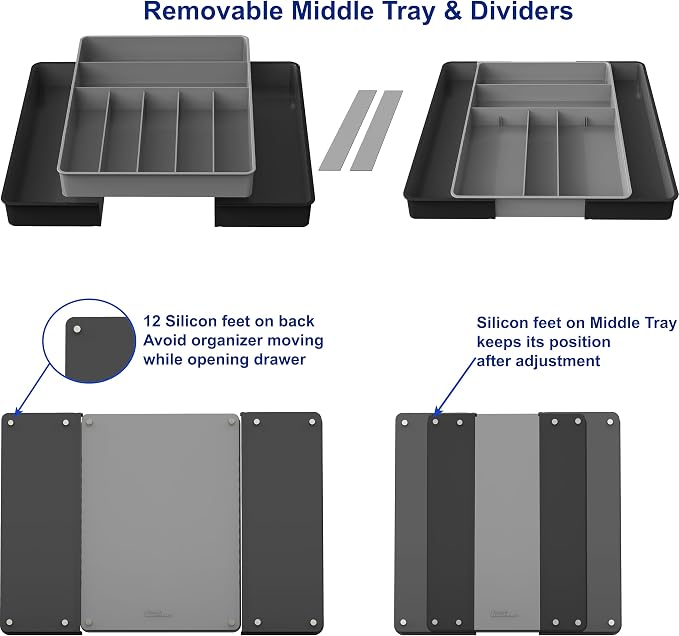 Simple Houseware Expandable Kitchen Drawer Flatware Organizer - Image 3