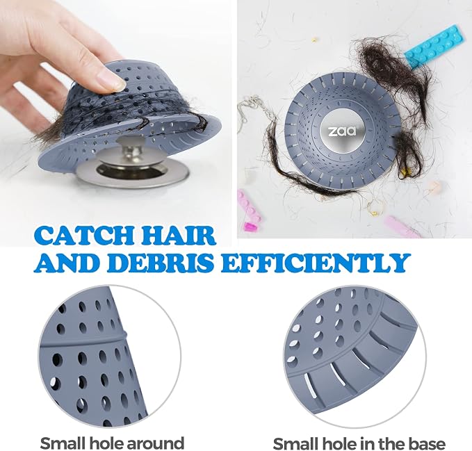 zaa Bathtub Drain Hair Catcher, Premium Silicone Collapsible One Pack Drain - Image 4