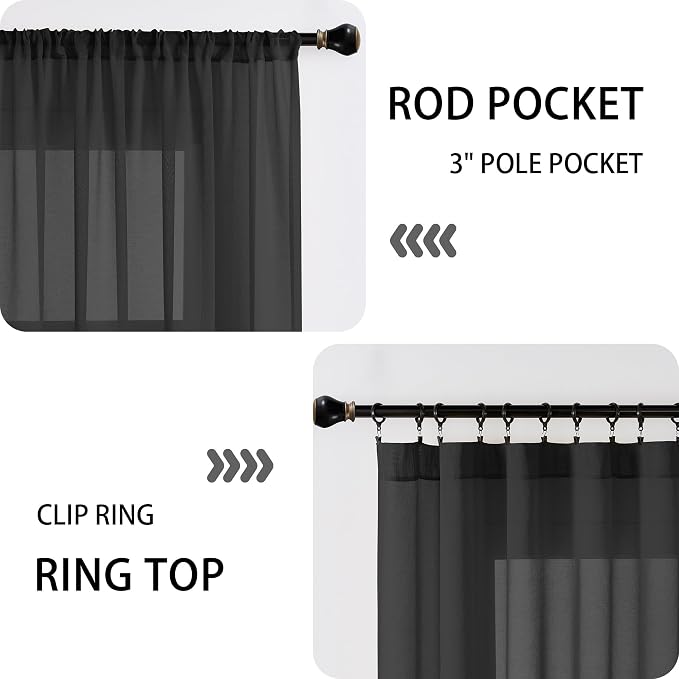 Tollpiz Sheer Door Curtains Closet Linen Textured Curtain Sheers Doorway Light - Image 5