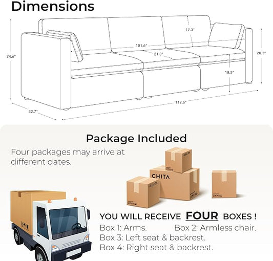 CHITA Sectional Sofa Set, Comfty Cloud Couch, FSC Certified Deep Seat Sectional - Image 2