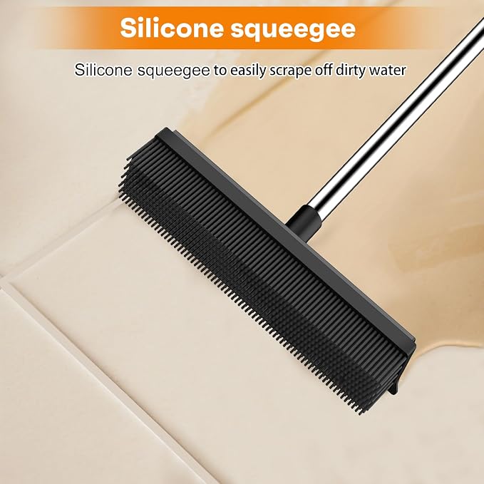 nacena Rubber Broom, 2 in 1 Pet Hair Removal Broom - Image 5