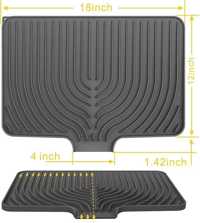 Silicone Drying Mat for Kitchen Counter, Dish Drying Rack Matt - Image 3