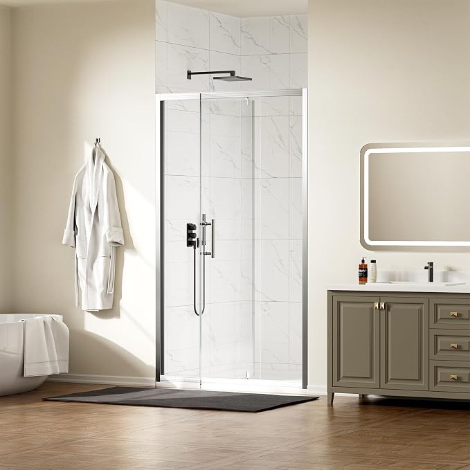 WinZo 41-42" W ×72" H Pivot Shower Door, 1/4" SGCC Clear Tempered Glass Shower - Image 2
