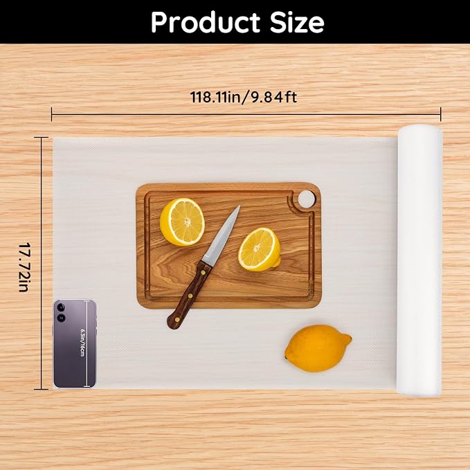 Shelf Liners for Kitchen Cabinets Non-Adhesive, 17.7" W x 118" L x 0.02" T - Image 2