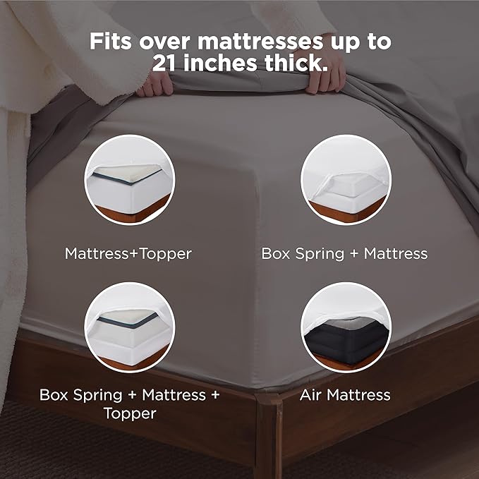 Bedsure Deep Pocket King Sheet Set - Fits Mattresses Up to 21 Inches Thick - 4 Piece GentleSoft Bed Sheets, Moisture Wicking, Soft & Cooling Bedsheet & Pillowcases, Easy & Secure Fit, White