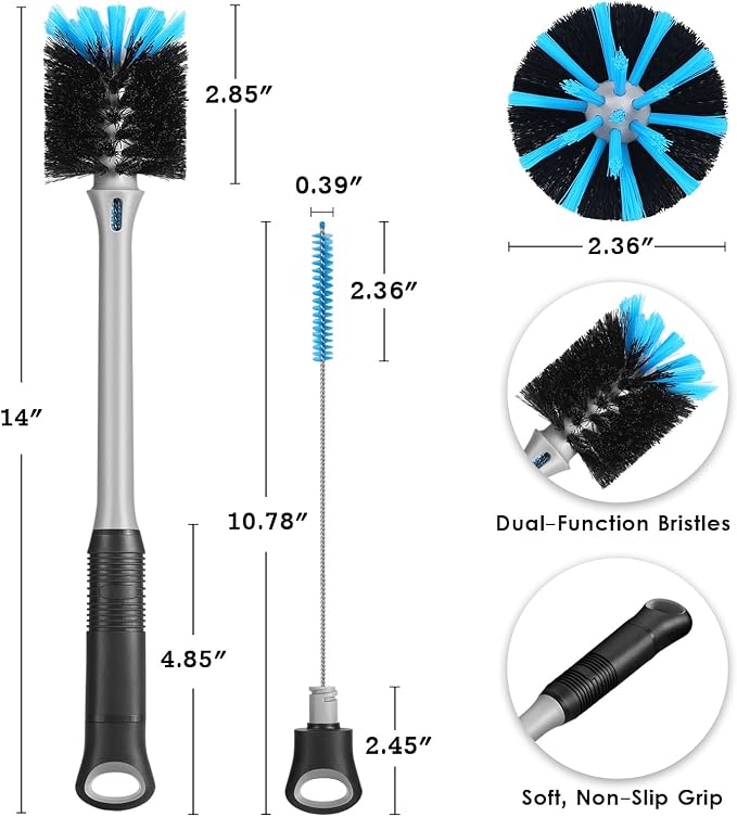 2-in-1 Bottle and Straw Cleaning Brush, Long Handle Water Bottle Cleaner Brush - Image 4