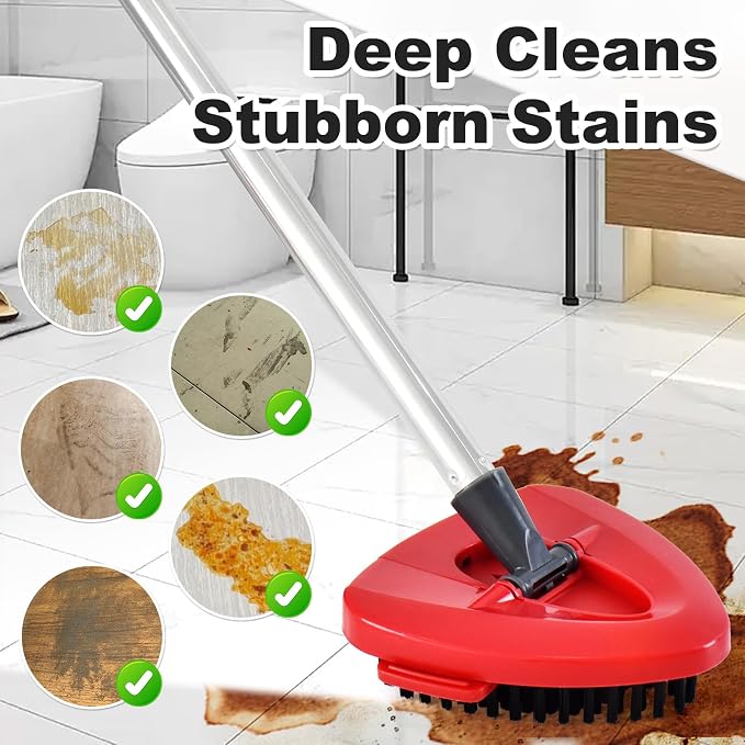 4 Part Stainless Steel Spin Mop Handles, Mop Base & Upgrade Scrub Brush Combo - Image 7