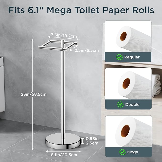 FORIOUS Toilet Paper Holder Wall Mount, Stainless Steel Rustproof Double Post - Image 6