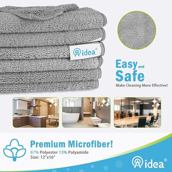 AIDEA Microfiber Cleaning Cloth-8PK, Soft Microfiber Towels - Image 2
