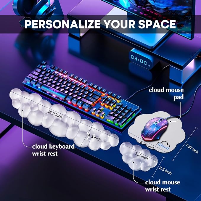 JIKIOU Clear Gel Wrist Rest for Keyboard and Mouse, Cool Silicone Mouse Wrist - Image 7
