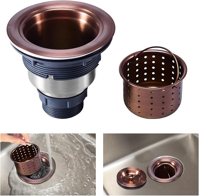 KONE 3/1-2 Inch Sink Drain Assembly Antique Copper Kitchen Sink Drain Kit - Image 3