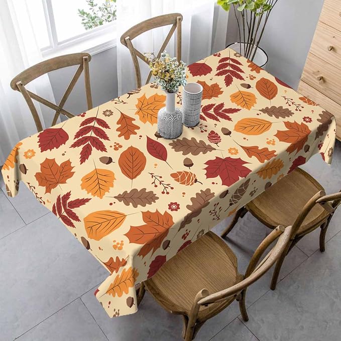 Fall Leaves Table Cloth 52x70 Maple Brown Autumn Pine Nut Harvest Tablecloth - Image 6