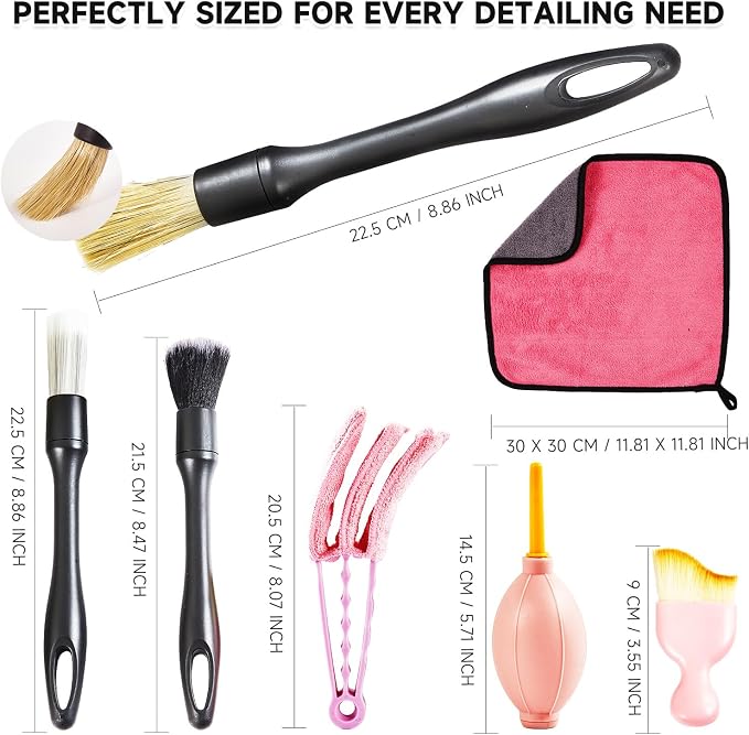 Car Detailing Brush Set, Dust Blower, Cleaning Gel, Microfiber Towel – - Image 2
