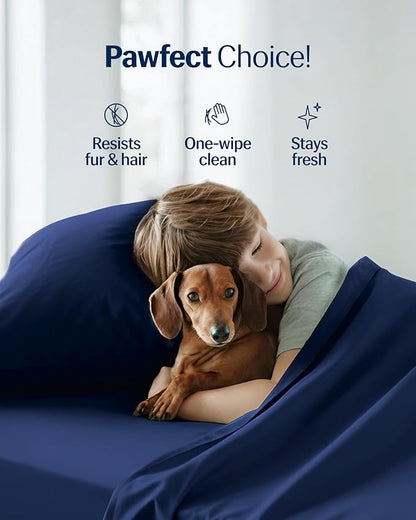 REST® Evercool®+ Starter Sheet Set, King, Blue, Breathable Bed Sheets for Hot Sleeper and Night Sweats, with Pillowcases, with Ionic+ Self-Cleaning Silver Yarn for Sensitive Skin, 3PCS No Flat Sheet