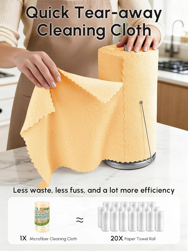 Microfiber Cleaning Cloths Roll, 75 Pack Tear Away Microfiber Towels Roll - Image 2