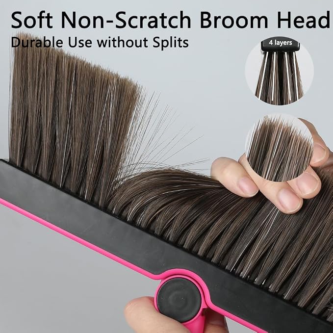Triangular Indoor Broom and Dustpan Comb Set, 180° Rotating, Soft Bristle Long - Image 5