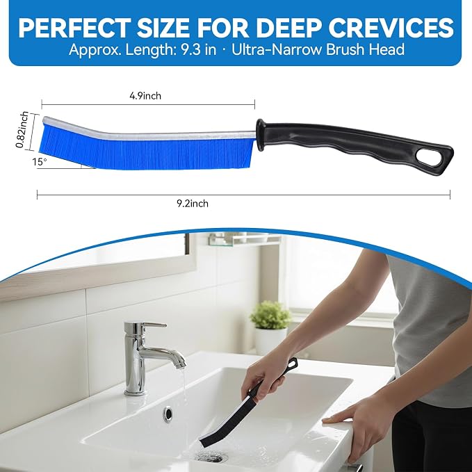 Crevice Cleaning Brush Set, Window Tracks, Bathroom & Toilet, Strong Bristle - Image 5