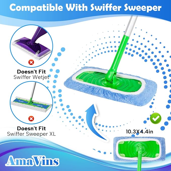 8 Pack Reusable Microfiber Mop Pads Compatible - Image 2