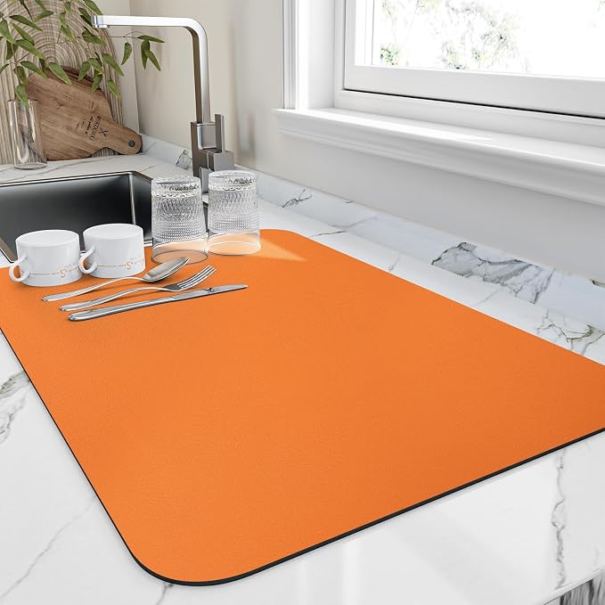 Dish Drying Mat for Kitchen Counter, Heat Resistant Drainer Mats by HotLive