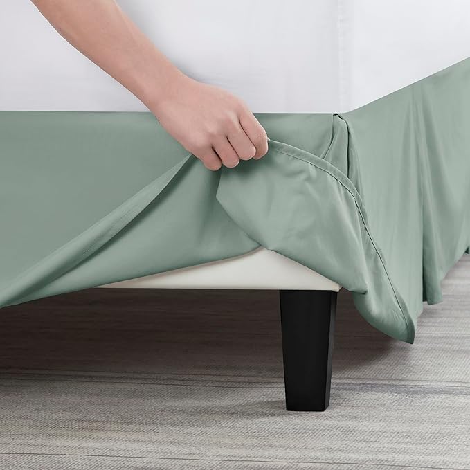 Nestl Sage Green Full XL Bed Skirt - Full XL Size Bed Skirt 14 Inch Drop - Brushed Microfiber Bed Skirts - Hotel Quality Pleated Bed Skirt - Shrinkage & Fade Resistant