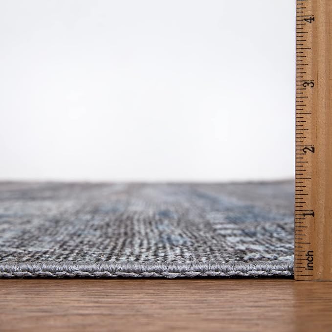 Bloom Rugs Washable Non-Slip 10x14 Rug - Gray/Blue/Blush Modern Abstract Area Rug for Living Room, Bedroom, Dining Room, and Kitchen - Exact Size: 10' x 14'