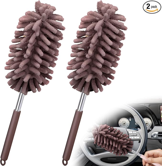2 PCS Car Interior Duster with Extension Pole, Microfiber Car Dusters with by ecocstm
