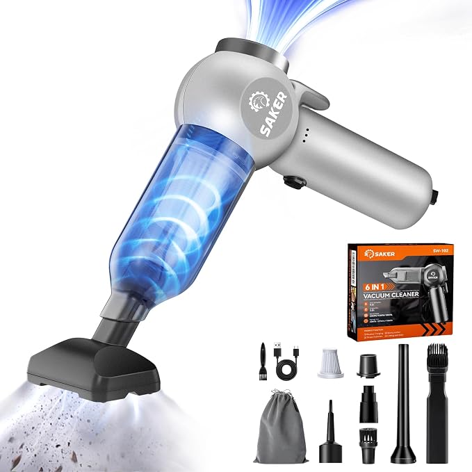 Saker Car Vacuum Portable 6-in-1 Handheld Cordless Vacuums, 20000PA Suction by Saker