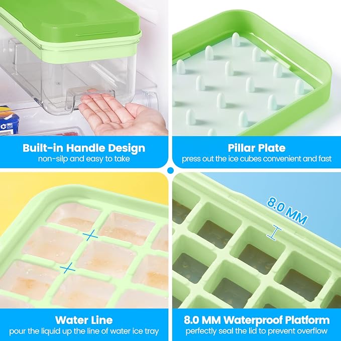 Ice Cube Tray with Lid and Bin, Ice Trays - Image 3