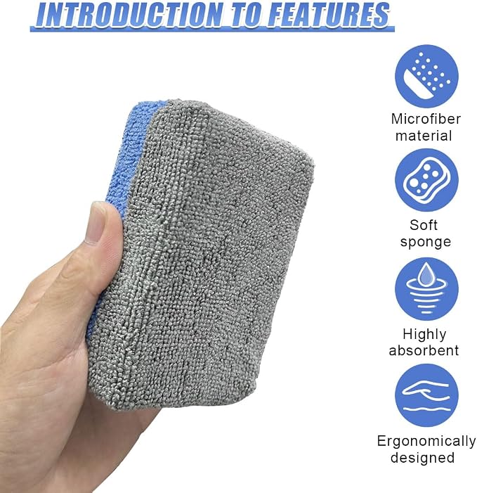 3PCS Microfiber Applicator Pads, Soft No-Scratch Car Wash Sponge, Washable - Image 3