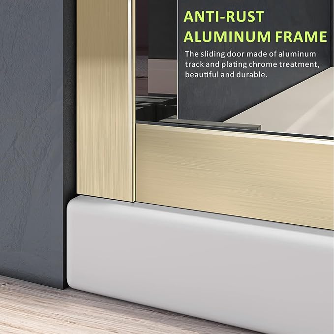 Gold Bathtub Sliding Doors, 56-60 inch W x 57 inch Height Shower Doors - Image 3