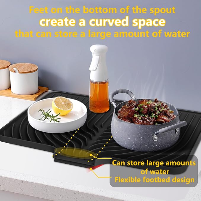 Silicone Drying Mat for Kitchen Counter, Dish Drying Rack Matt - Image 4