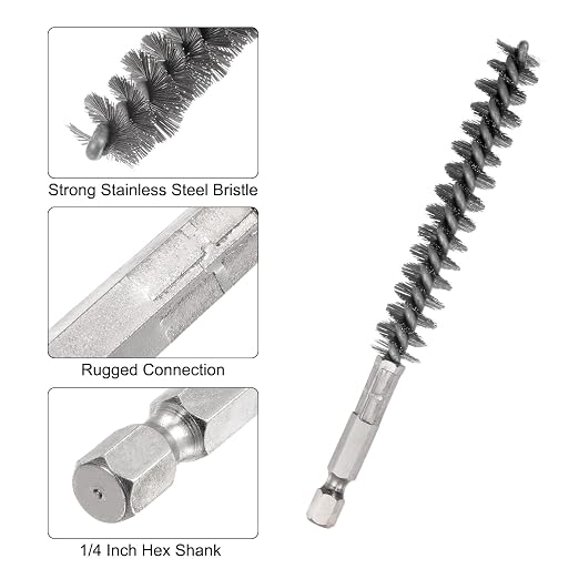 HARFINGTON 5Pcs Bore Brush Stainless Steel 12mm Dia Cleaning Twisted Wire Brush - Image 4