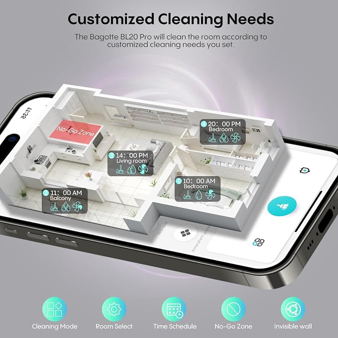 Bagotte Robot Vacuum and Mop Self Emptying, 5000Pa Suction, 60-Day Hands-Free - Image 7
