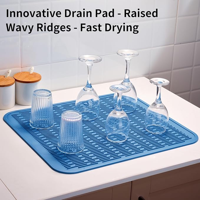 ZLR Silicone Dish Drying Mat for Kitchen Counter, Eco-Friendly Fast Dry Dish Mat - Image 8